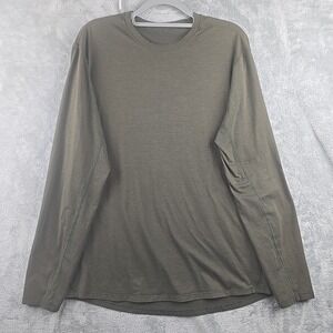 Lululemon‎ Shirt Mens Large Green Long Sleeve Tee Workout Gym Activewear Yoga